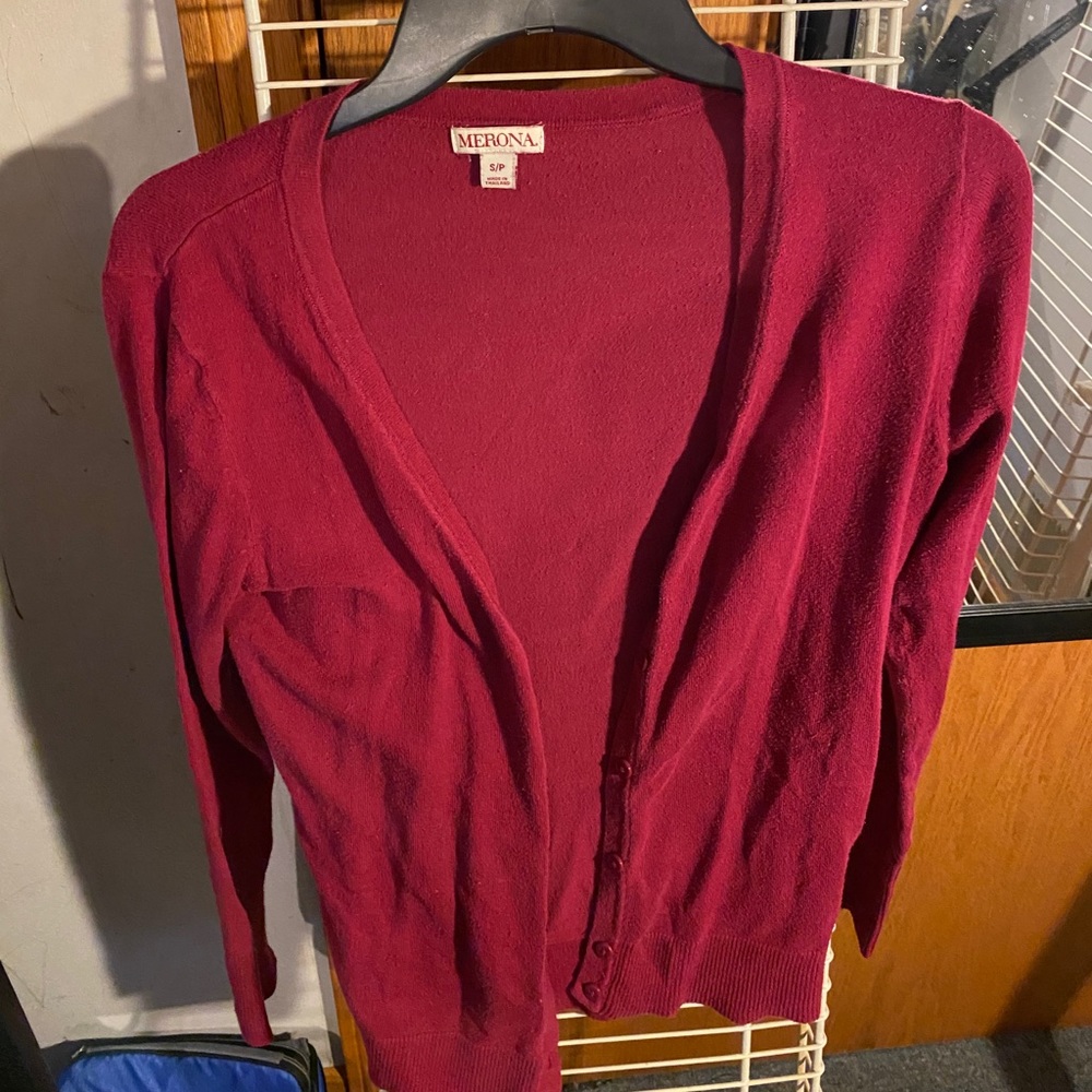 Merona long sleeve cardigan maroon.